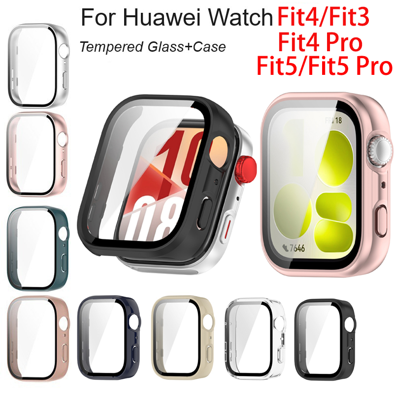 Vidro Temperado + Capa Para Huawei Watch Fit4 Fit3 Fit5 Pro Protetor De Tela Completo Hard PC Bumper SmartWatch Fit 3 4