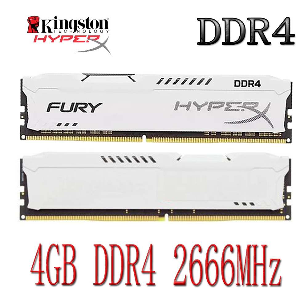 Kingston HyperX Fury DDR4 PC RAM 4 Gb DDR4 2666 Mhz PC4-21300U Memória De Desktop De Computador Branco