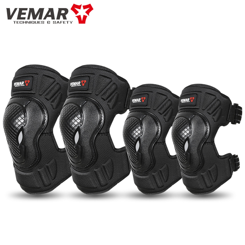 Kit Joelheira e Cotoveleira Moto VEMAR Proteção Motocross Off-Road Resistente, Confortável e Ajustável