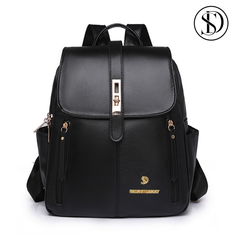 SD Mochila Feminina Média Universitária De Qualidade De Costas Couro Sintético Top Cangurus mochila feminina reforçada
