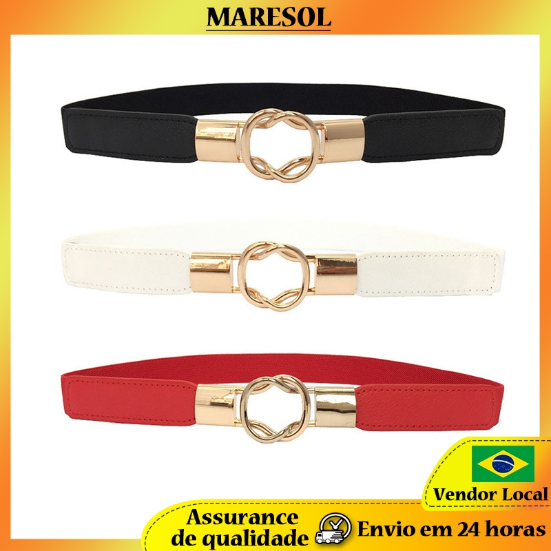 MARESOL Espartilho Elástico Elástico Selo de Cintura Senhoras Combinando Saia Decoração Cinto de Fivela de Metal