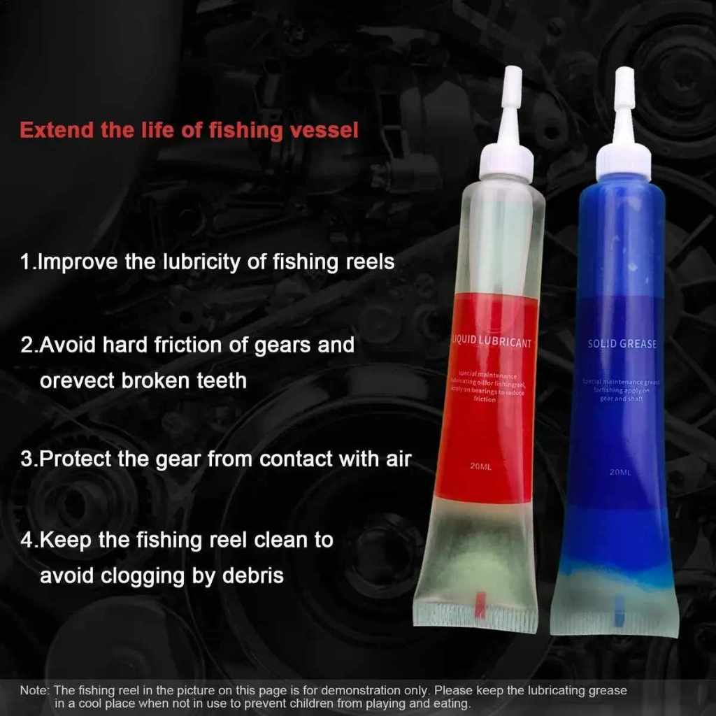 Conjunto de graxa/óleo lubrificante para engrenagens 20ml adequado para limpeza, manutenção de carretéis de pesca e carr