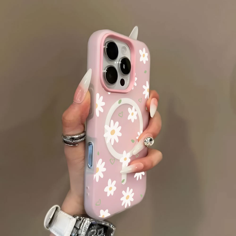 Capa Magnética Capinha Anti-impacto Para IPhone 11 12 13 14 15 16 Normal Pro Max Flores Frescas Caso De Telefone