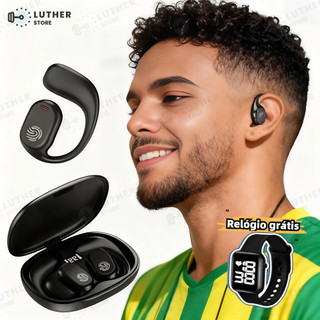 Fone de ouvido TWS com condução óssea, sem fio, Bluetooth 5.3, clip-on, display digital, …