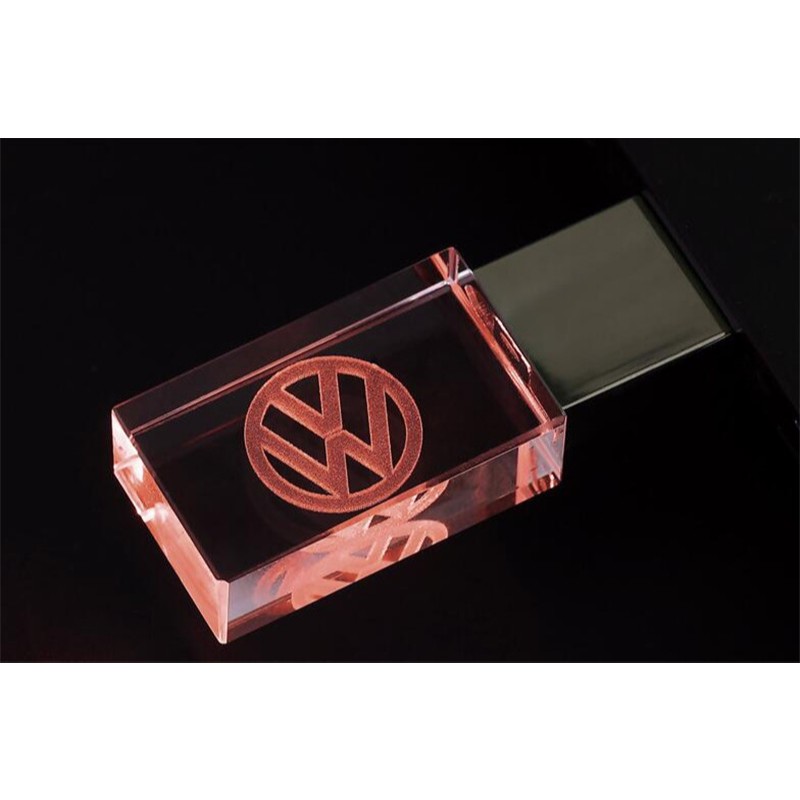 Iluminação LED De Vidro Cristalino Ford/VW/Chevrolet/Audi/Honda/Volvo/Fiat Logo Do Carro Unidade Flash USB 8GB 16GB 32GB
