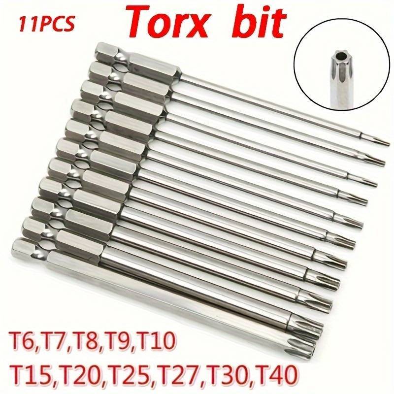 kit 11 chaves bits torx 100mm Compatíveis com parafusadeiras, chaves elétricas e manuais