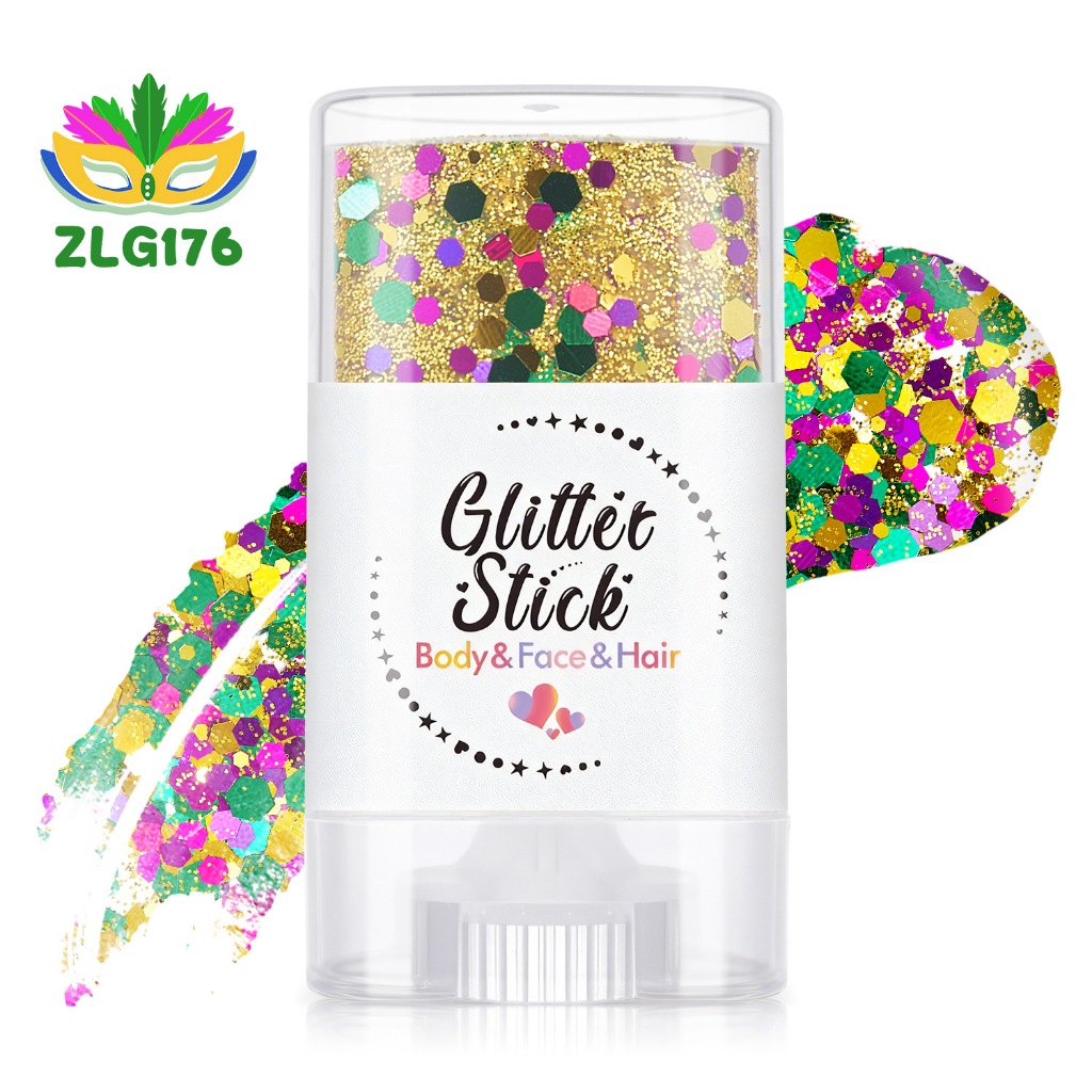 Glitter Em Bastão Para Corpo Rosto Cabelo Maquiagem Carnaval Festas Infantil Brilho Gel Maquiagem Longa Duração