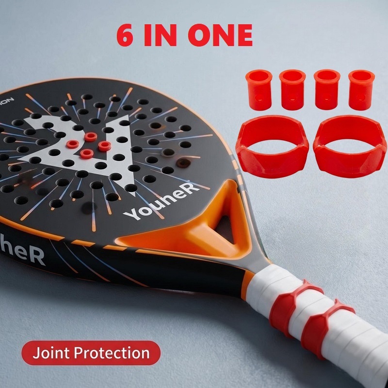 Conjunto De Acessórios Para Raquete Padel-4 Peças De Inserções De Amortecimento De Vibração + 2 Anéis Antiderrapantes ,