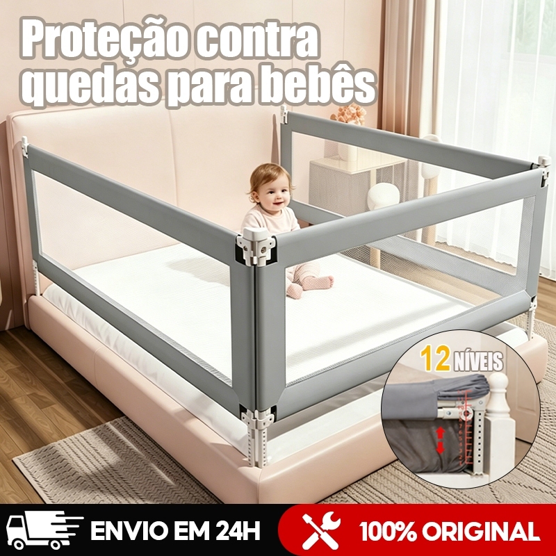 Grades para Cama de Segurança Desmontável e Lavável, Ajustável, Altura 73-103cm, Comprimento 2m