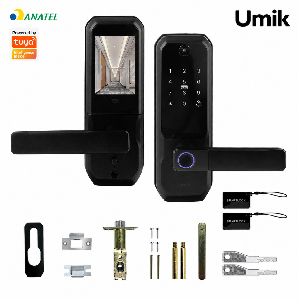 Umik Fechadura Digital Inteligente com Camera WiFi Tuya Biometria Senha Cartao Impressao Digital