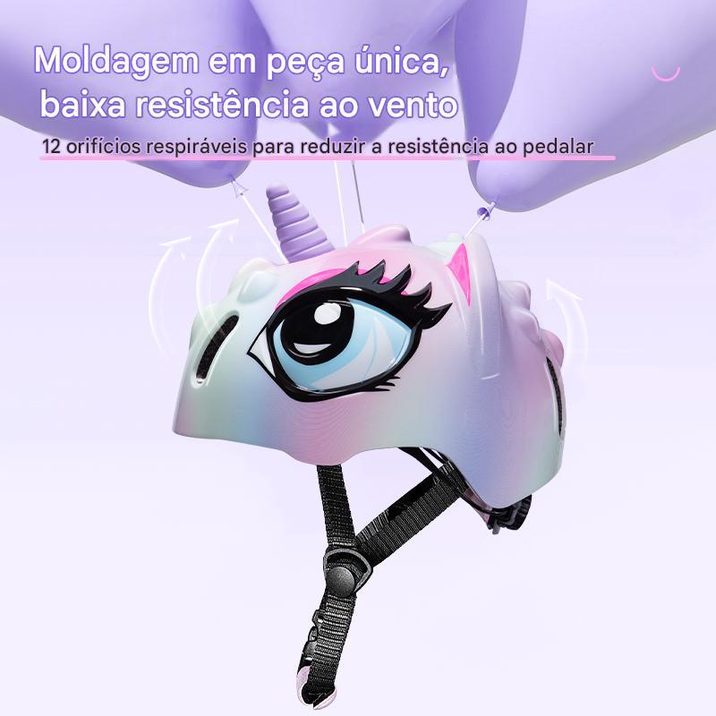 Capacete Infantil Ajustável com Ventilação, Proteção Reforçada e Design de Desenho Animado para Bicicleta, Skate e Patin