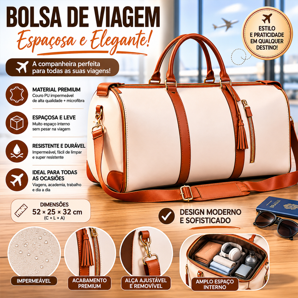 Bolsa e Mala de Viagem Organizadora e Mochila Grande 2 em 1 Dobrável Nível Impermeável Multiuso*Essencial para viagens