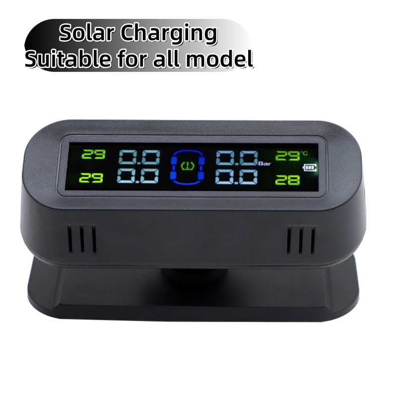 TPMS Solar Sem Fio Monitor Pressão Pneu Suporte Giratório Alarme Temperatura Automotivo