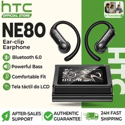 HTC NE80 Fone De Ouvido Bluetooth 6.0 Sem Fio Redução Ruído Multifuncional Tela LED Alta Fidelidade Qualidade Som Para