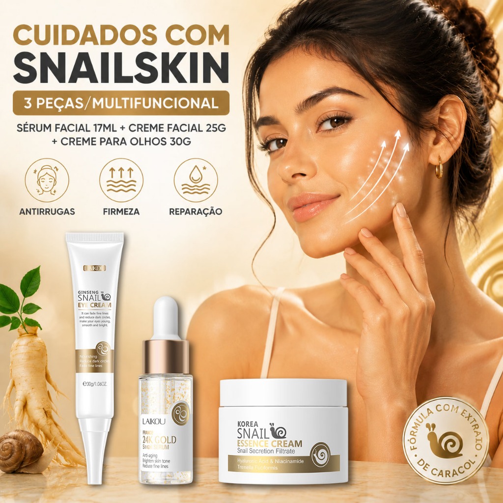 Conjunto cremes de caracol Laikou de Ouro 24k para reduzir rugas sardas