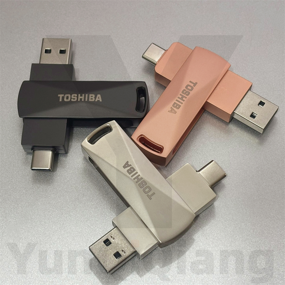 Toshiba Triangle 2 Em 1 OTG Metal USB 2.0 Flash Drive Memória Portátil Stick 8GB 16GB 32GB 64GB 128GB 2TB Plug and Play
