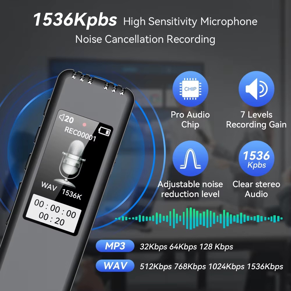 64G/32G Gravador De Voz Digital Caneta Reprodução MP3 Player Portátil Gravação De Áudio Ativado Por Para Entrevistas De