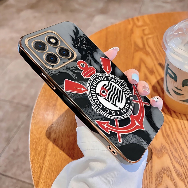Capinha Para Honor 200 Smart X7C Capa Com Estampa Do Corinthians Anti-Queda Borda Banhada