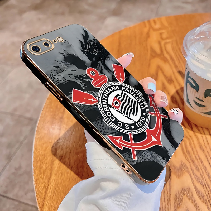 Capinha Para iphone 7 Plus 8 6s 6 SE Capa Corinthians Impressão Caso Anti Queda Banhado Borda