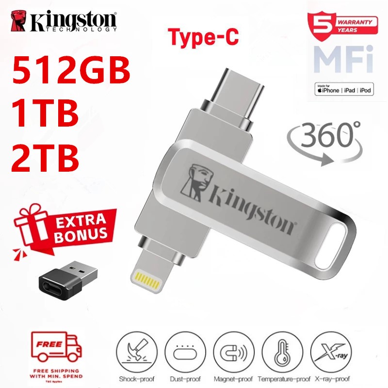 Suporte Para Interface Lightning/Tipo C Unidade Flash Segura De Grande Capacidade 512 Gb/1 Tb/2 PC/Telefone Celular/Tabl