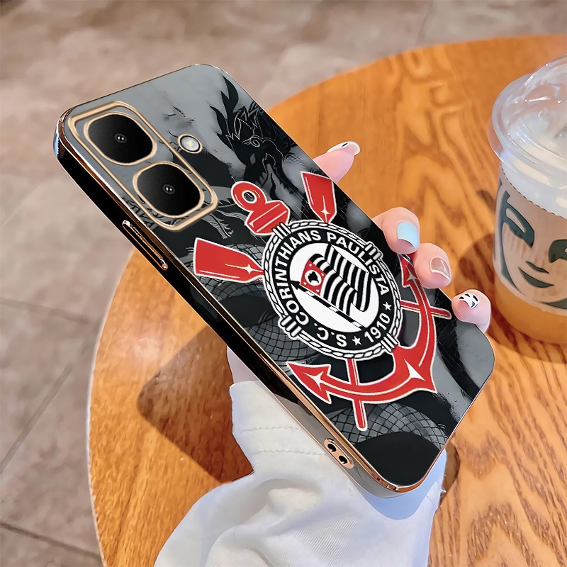 Capinha Para infinix Smart 10 smart10 Plus X6725 Capa De Impressão Do Corinthians Borda Banhada Anti-Queda