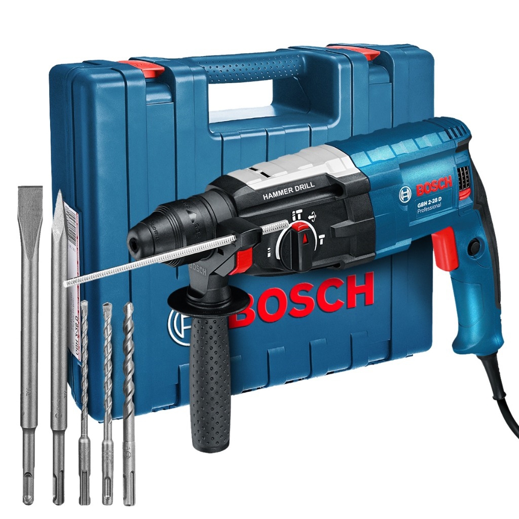 Martelete Rompedor Profissional 1500W Bosch GBH 2-28D SDS Plus 10mm 3 em 1 Com Maleta e Brocas