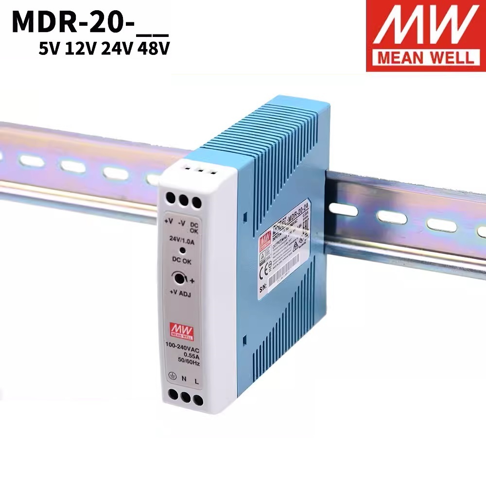 Fonte De Alimentação Comutada De 20 W Montada Em Trilho Mingwei MDR-20-5 12 15 24
