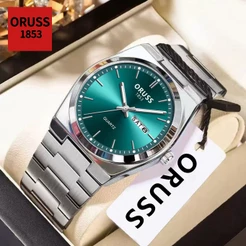ORUSS Marca Original Masculino Aço Inoxidável Calendário Duplo Luminoso À Prova D 'Água Relógio de Luxo Moda Versão Core