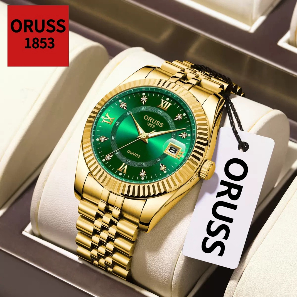 ORUSS Marca Original Calendário Masculino Luminoso À Prova D 'Água Luxo Relógio de Aço Inoxidável Moda Versão Coreana Re