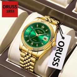 ORUSS Marca Original Calendário Masculino Luminoso À Prova D 'Água Luxo Relógio de Aço Inoxidável Moda Versão Coreana Re