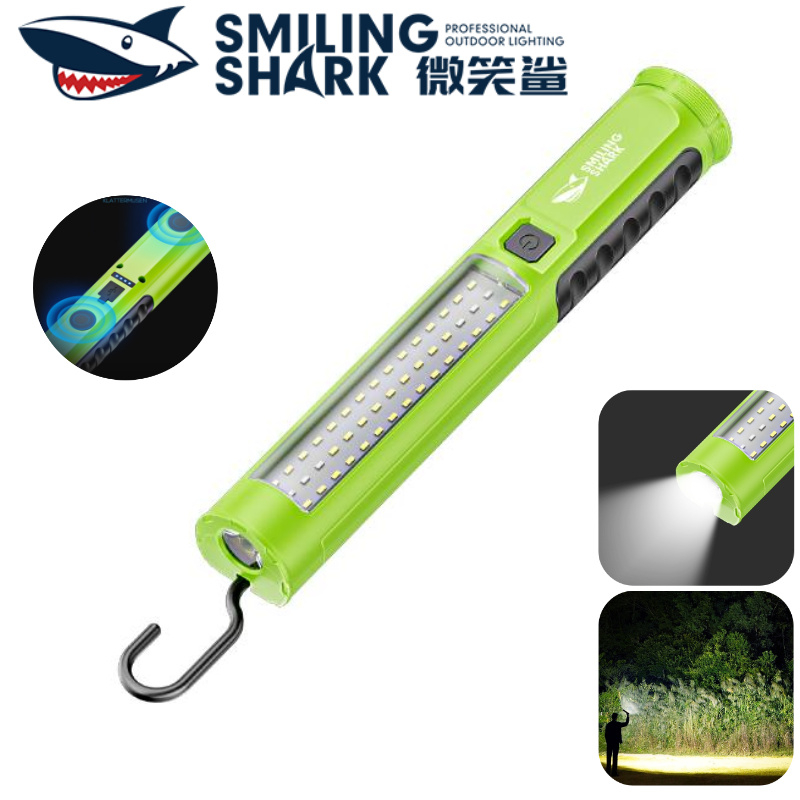 Tubarão Sorriso GZ5151 Lanterna LED Luz De Trabalho Magnética COB Holofote Recarregável 4 Modos Com Gancho Iluminação Ao