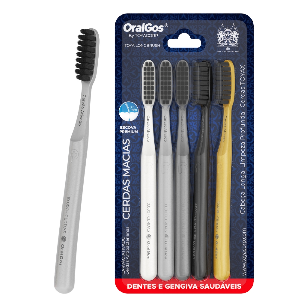 OralGos Escova De Dente 10.000 Cerdas Macias Kit Com 5 Unidades