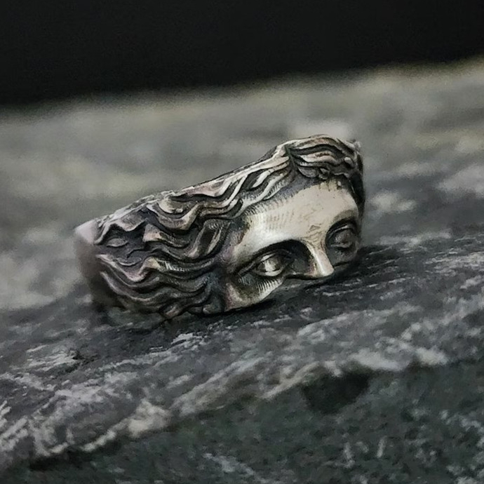 Criativo Venus máscara meia Face teste anel ajustável Retro angustiado Design em relevo masculino feminino estilo neutro