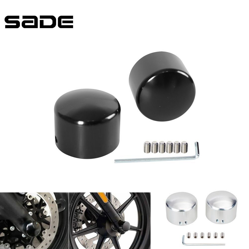 SADE Para Harley Sportster 883 1200 Dyna VRSCA V Rod 02-06 CVO Softail Preto Ajustável Eixo Dianteiro Porca Parafuso Tam