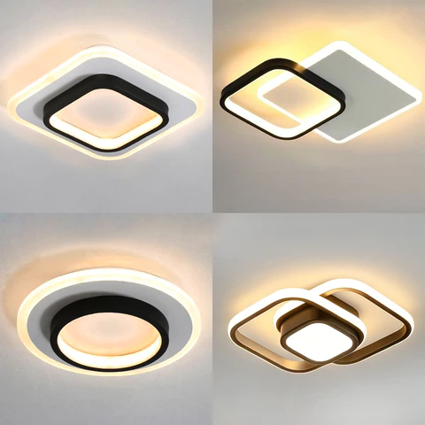 Luminária de teto moderna com LED em três cores, ideal para corredores, salas de estar, quartos e cozinhas (110 V/220 V)
