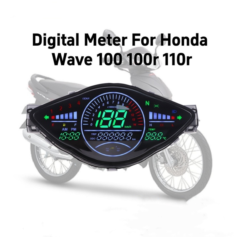 Moto Completo LED Medidor Digital Odômetro De Velocidade Caber Honda Wave 100 100R 110R Substituição