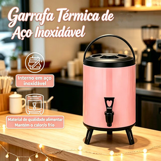 Garrafa Térmica Isolante 6/8L Aço Inoxidável Grande Capacidade, Mantém Quente e Frio por Horas para Casa e Buffet