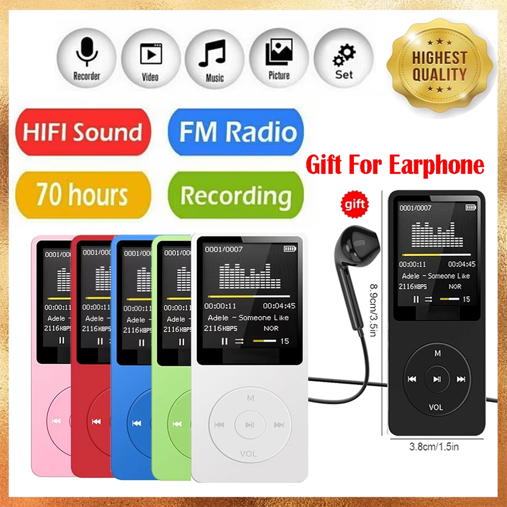 Leitor De MP4 Portátil Com Display Digital LCD Rádio FM Vídeo Alta Fidelidade MP3 Player E-books Suporte Bluetooth Músic