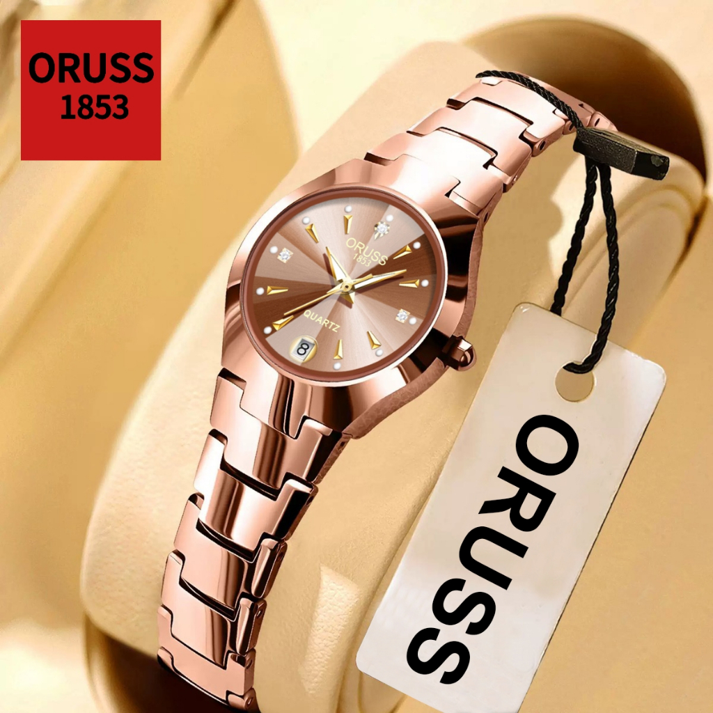 ORUSS Original Feminino Calendário Luxo Aço Inoxidável Luminoso À Prova D 'Água
