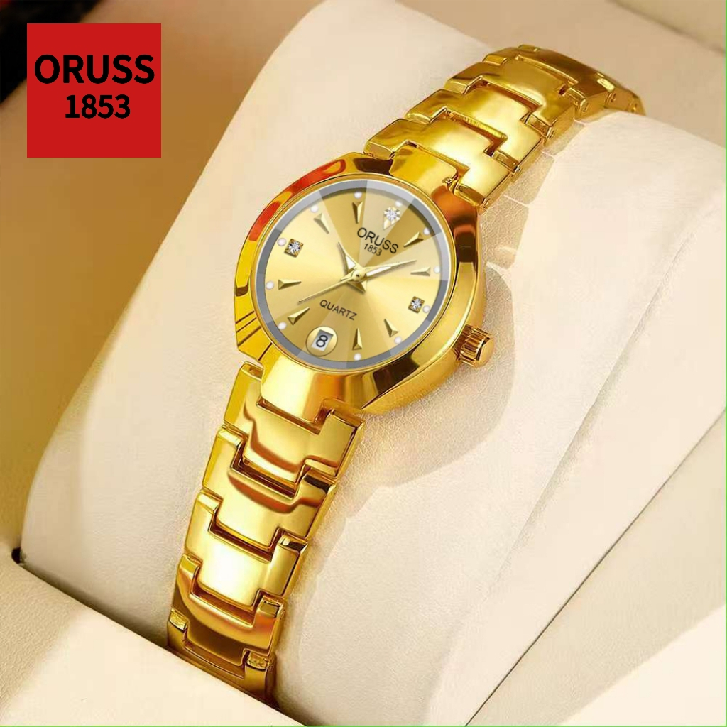 ORUSS Original Feminino Calendário de Luxo de Aço Inoxidável À Prova D 'Água Lum