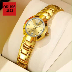 ORUSS Original Feminino Calendário de Luxo de Aço Inoxidável À Prova D 'Água Luminosa Pequeno Relógio Simples Moda Versã