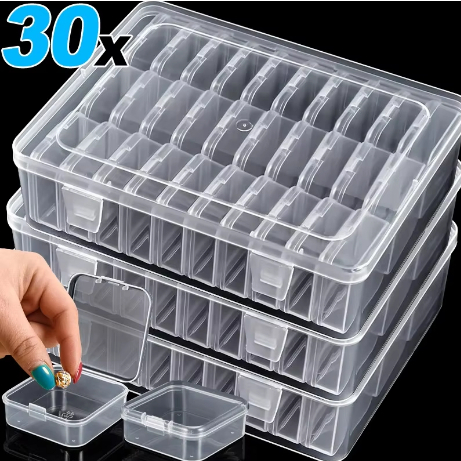 Caixa Organizadora com 30 potinhos. Organizador para acessórios, miçangas e itens em geral
