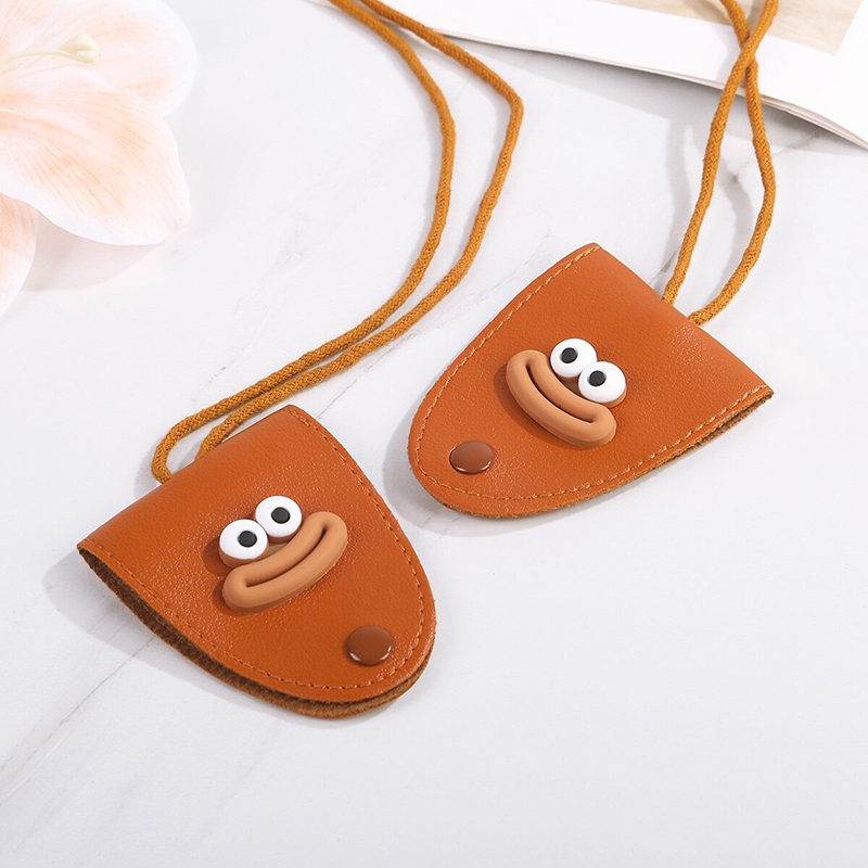 Bolsa De Óculos De Couro Para Pescoço , Cartão De Masculina , Feminina , Portátil , Corrente Longa Armazenamento Sol