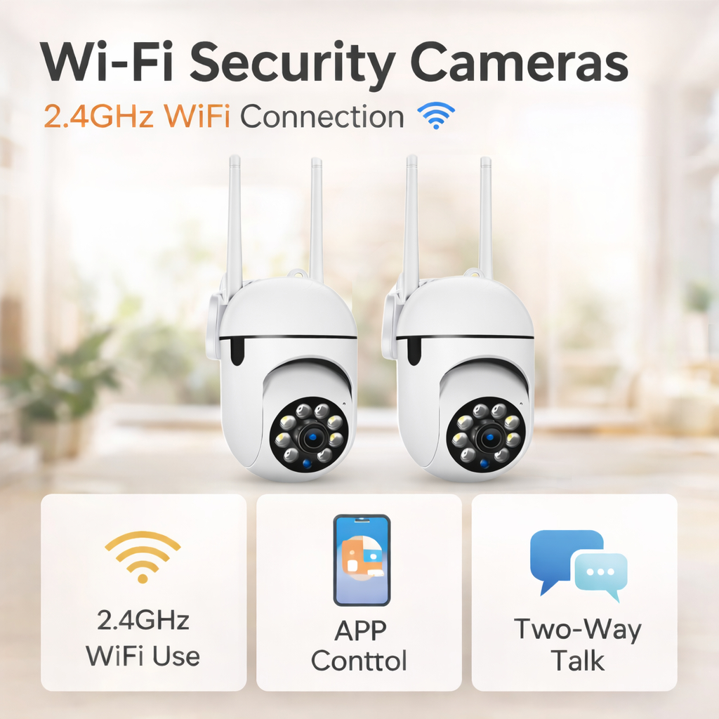 Câmera WiFi HD 1080P Com Visão Noturna , Aplicativo De Monitoramento E Detecção De Movimento Para Segurança