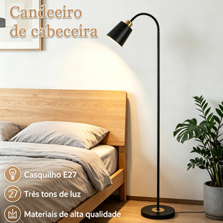 Candeeiro de Pé Design Moderno 3 Tons de Luz Bivolt 110V-220V Ideal para Quarto e Sala de Estar