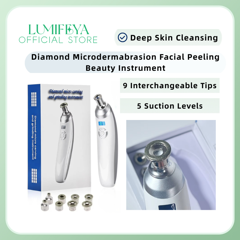 Uso Doméstico Diamante Microdermoabrasão Peeling Facial Instrumento De Beleza De Limpeza De Pele Com 9 Pontas De Reposiç