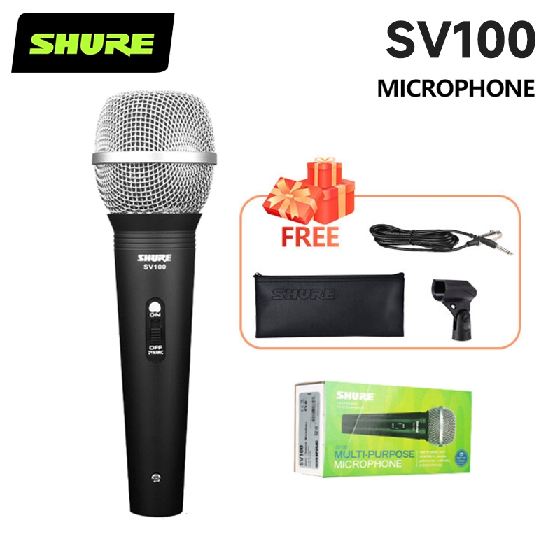 Microfone cardióide dinâmico SHURE SV100 reduz efetivamente o ruído, som claro, com interruptor, microfone portátil dedi