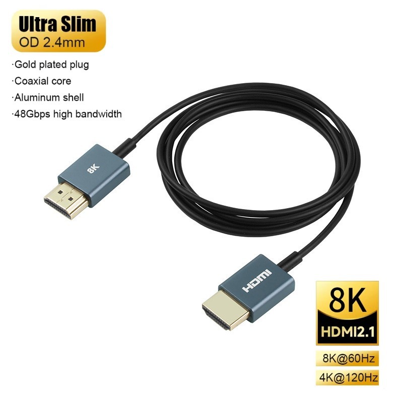 Ultra Fino Flexível HDMI 2.1 8K 60Hz Micro Para 4K 120Hz UAV PTZ Câmera Xbox PS5 Samsung QLED TV Portátil