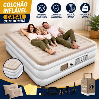 Colchão Inflável Queen Casal Cama De Campanha Bomba Inflável Com Bateria De Lítio Integrada