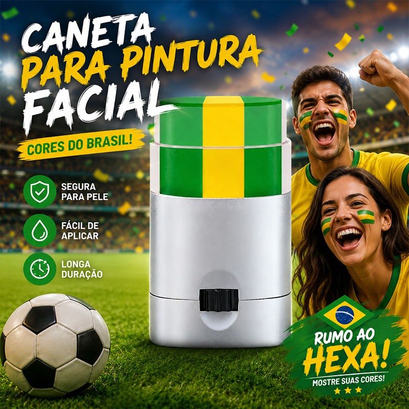 Copa do Mundo 2026 Caneta de Pintura Facial com Bandeira Tricolor da para Fãs, Pintura Facial para Eventos